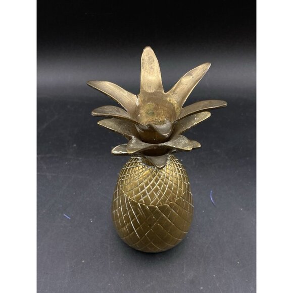 DESSAU Brass Pineapple Trinket Box Solid Brass India 5" Tall Candle Holder - Picture 8 of 8